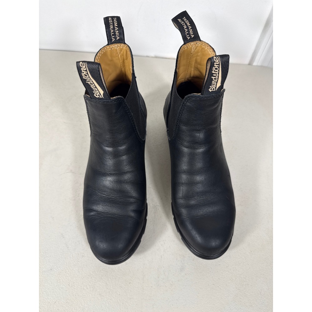 Blundstone Womens Series High Top Black Leather Chelsea Boots Heel Pull Tab 8.5
